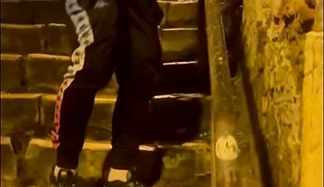 Amateur Boy Catches His Friend Pissing in the Street and Touches His Cock