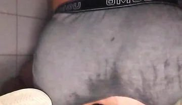 Public Toilet, Two Dildos Horny Ridden