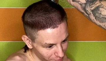 Alex Cuts Naked Evgeny's Hair in the Bathtub!