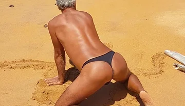 Ladysilva Femboy on the Beach in Panties That Sexy and Hot Ass