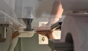 POV Muscular Bear Jerks off in the Toilet.