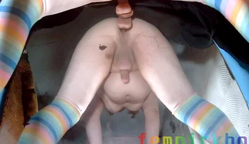 Fat Sissy Femboy Playing with His Little Toy