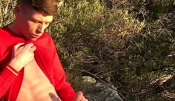 Skinny Hung Twink Exhibition - Massive Dick Public Play Outdoors Almost Seen Cum Load