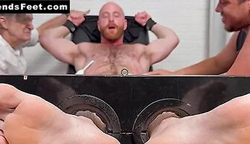 Brody Meyer In The Tickle Chair With An Electric Toothbrush On Balls