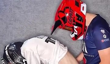 Guy in Mxhelmet and Nike Tn Sneakers Fucks Another Guy
