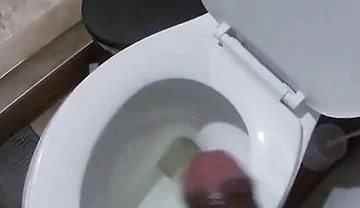 Stroking My BBC Peeing in the Toilet POV