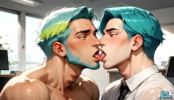 The Teal-haired Muscle Lover Fills the Office Orgy Quota with His Freshest Honey - Wow, First-time XXX!