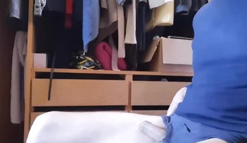 Jerking off Sitting on a Chair in a Dressing Room