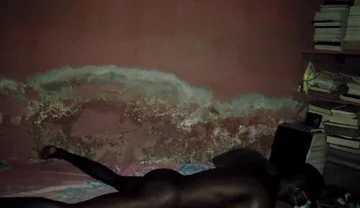 The Dark View of African Black Guy's Masturbation