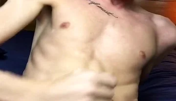 Skinny Hung Twink Dry Humps Bed & Jerks His Big Dick Until Massive Cumshot