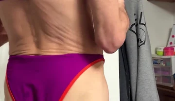 Crossdresser Cdmichelle Wearing Pink Bikini Got From Thrif Store