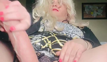 Sissy CD Slut Rides Huge Dildo in Chair in Front of Hotel Room Window!!