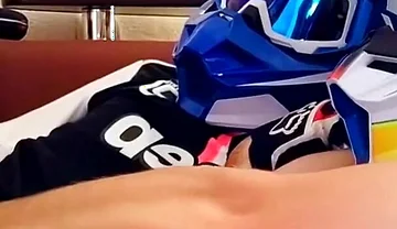 Two Guys in Helmets Jerk off and Cum