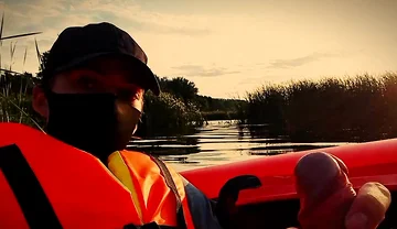 Memories of the Past Summer. Twink Jerks off Her Cock in the Middle of the River