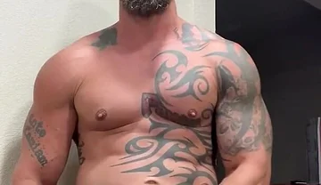 Tattooed Viking Flexes While Stroking for You