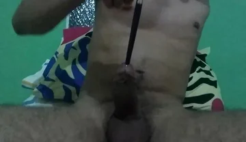 Sounding My Colombian Cock with a Brush