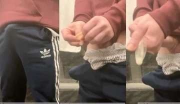 Amateur Horny Flatmate Cums in Condom in Adidas Sportswear