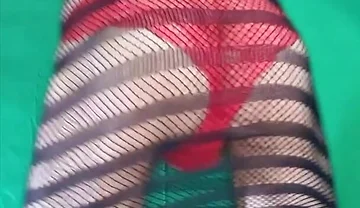 Red Lace Panties Under Fishnet Dress