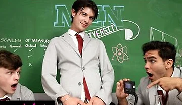 Jake Preston, Joey Mills And Damian Night In College Class Turns Into A Dick-measuring Contest And Then A Hot Group Sex