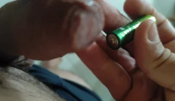 Inserting Electric Batteries Inside the Wet Dick