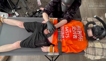 Gas Mask Boy Strapped Down and Edged