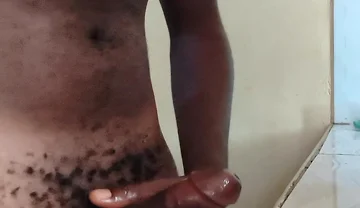 Solo Boyfriend Jerking His Hard Dick Early in the Morning and Released Load of Cum on the Kitchen Worktop