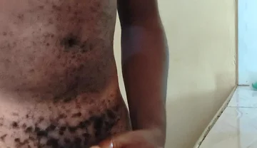 Solo Boyfriend Jerking His Hard Dick Early in the Morning and Released Load of Cum on the Kitchen Worktop