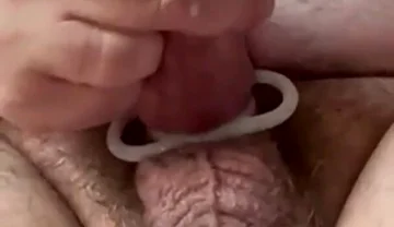 Husky Stepdaddy Strokes His Big Cock While Wearing Cock Ring