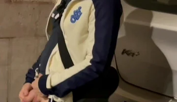 Amateur Boy Taking His Fat Cut Cock Out of His Jeans and Pissing in the Street