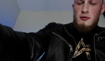 Leather Alpha Male Masturbation and Cum on Feet