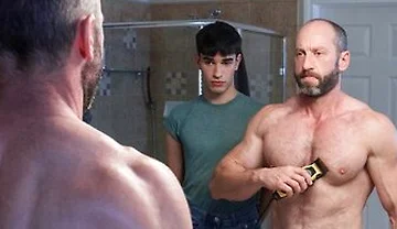 Shy Stepson Rob Quin Helps Shaving His Hunk Stepdad Muscled Madisons Balls
