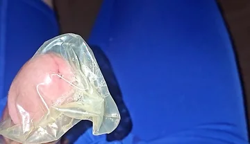 I wank and cum inside a condom while I wear my Blue Nike pro spandex underwear