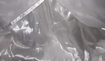 Cum Flows on Satin Wedding Dress