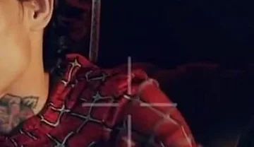 Spider Man Costume. Bottom Boy a Pose. Ass Hole