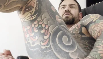 Tattooed Spanish Shows Ass and Jerks off