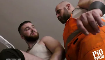 Worker boys sneaker sniffing, cock sucking