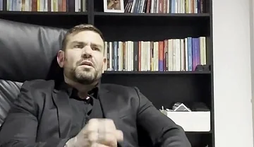 Handsome Guy Masturbates in Suit