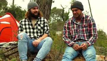 Two Friends Jerkoff in the Forest