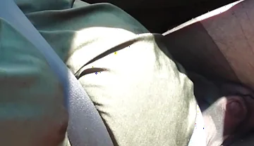 Nylonjunge Driving Car in Black Pantyhose