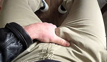 German Voice Humiliates You. Leather Jacket. Hard Cock Drips Precum. Red Calvin Klein Boxers