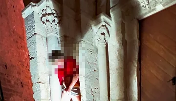 Excessive Cumshot in a Super Risky Place