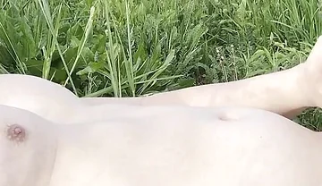 Asian Muscle Hunk Flexes Ripped Abs on Grass & Explodes Huge Cum Load