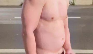 Highway Bridge Exposure: Asian Muscle Hunk Flexes Bare Naked, Dangles Dick & Jerks off for All