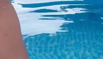 Outdoor Poolside Attraction, Got Horny After Taking a Dip, Big Cock Cums All Over