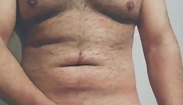Hairy Big Man Playing with His Dick