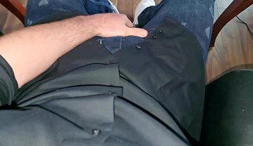 German Voice in Boss Chair. Blue Calvin Klein Boxer. Cock Rock Hard. Precum Flowing