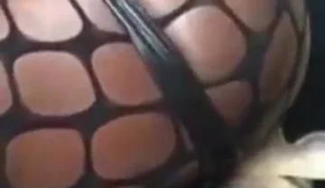 Fishnet Bodysuit Black Muscle Rides White Dildo