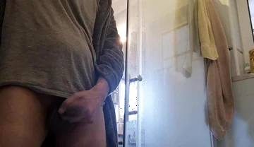 Smooth Daddy Pissing with a Half-erected Dick and Jerking off Straight After with Cumshot