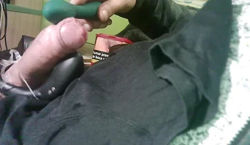 Double Toy Vibrating at the Tip Until Ejaculation