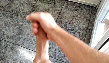 The Huge Fat Cock Took a Long Time to Get Hard, but in the End It Grew and Cums